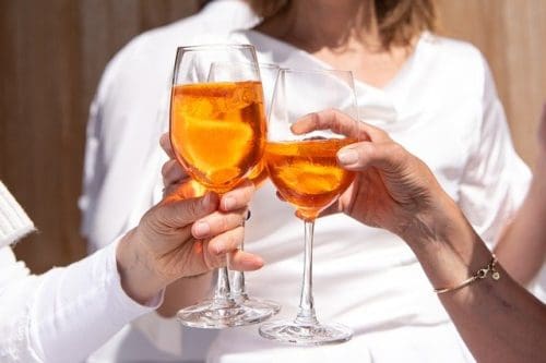 adults enjoying a glass of wine