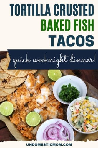 pinterest image of baked fish tacos