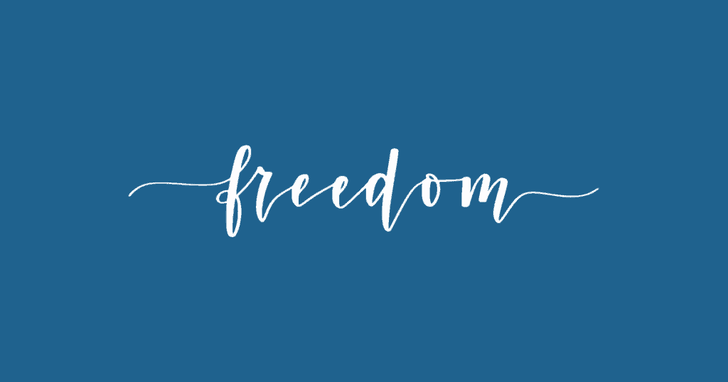 blue background with the word "freedom" written in white